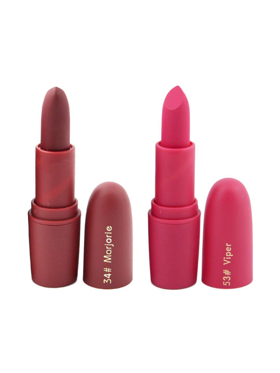 miss rose set of 2 matte creamy bullet lipsticks - 34 marjorie & 53 viper