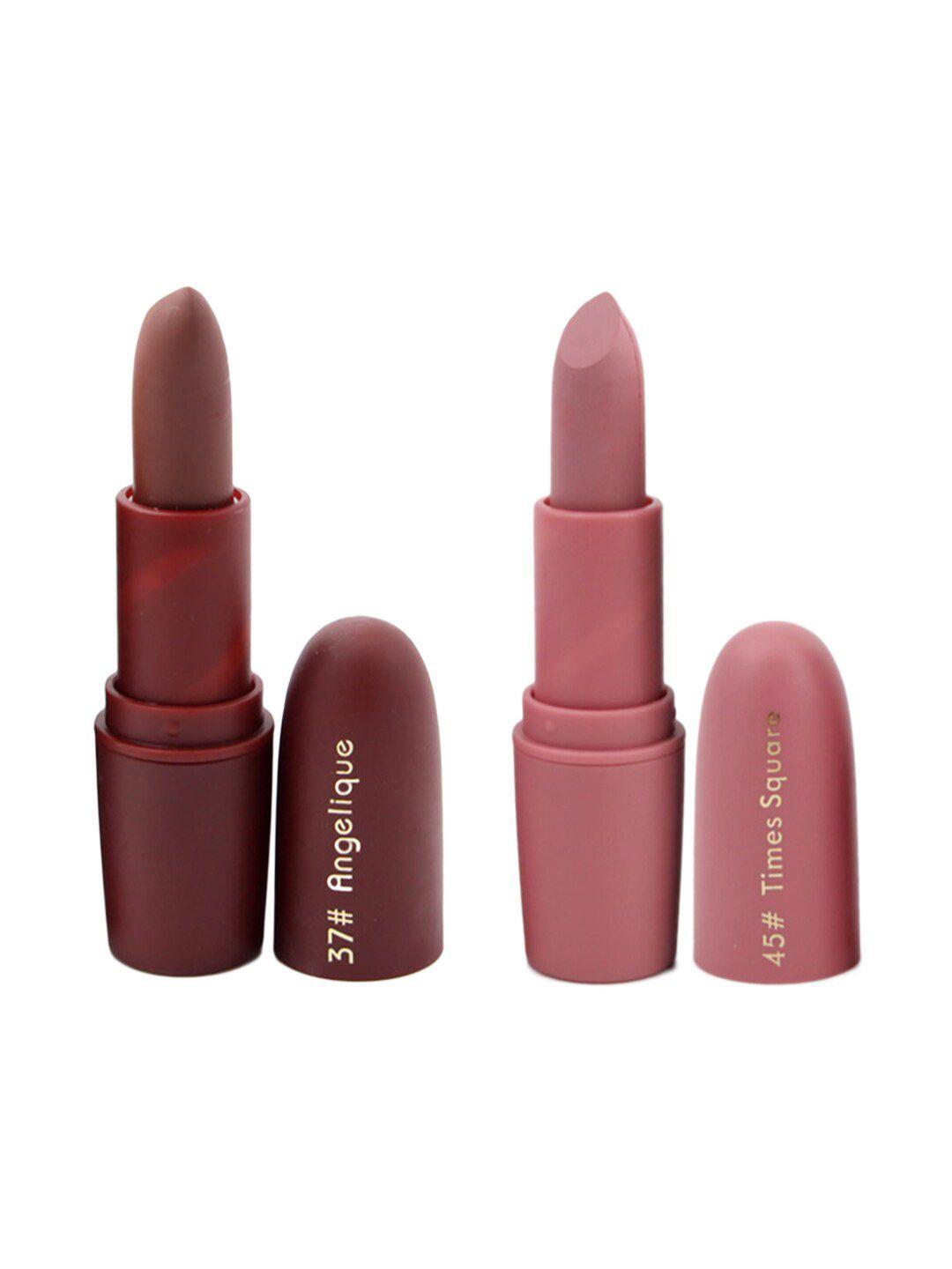 miss rose set of 2 matte creamy lipsticks - angelique 37 & times square 45