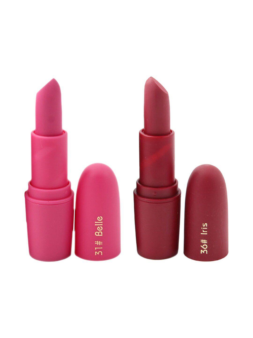 miss rose set of 2 matte creamy lipsticks - belle 31 & iris 36