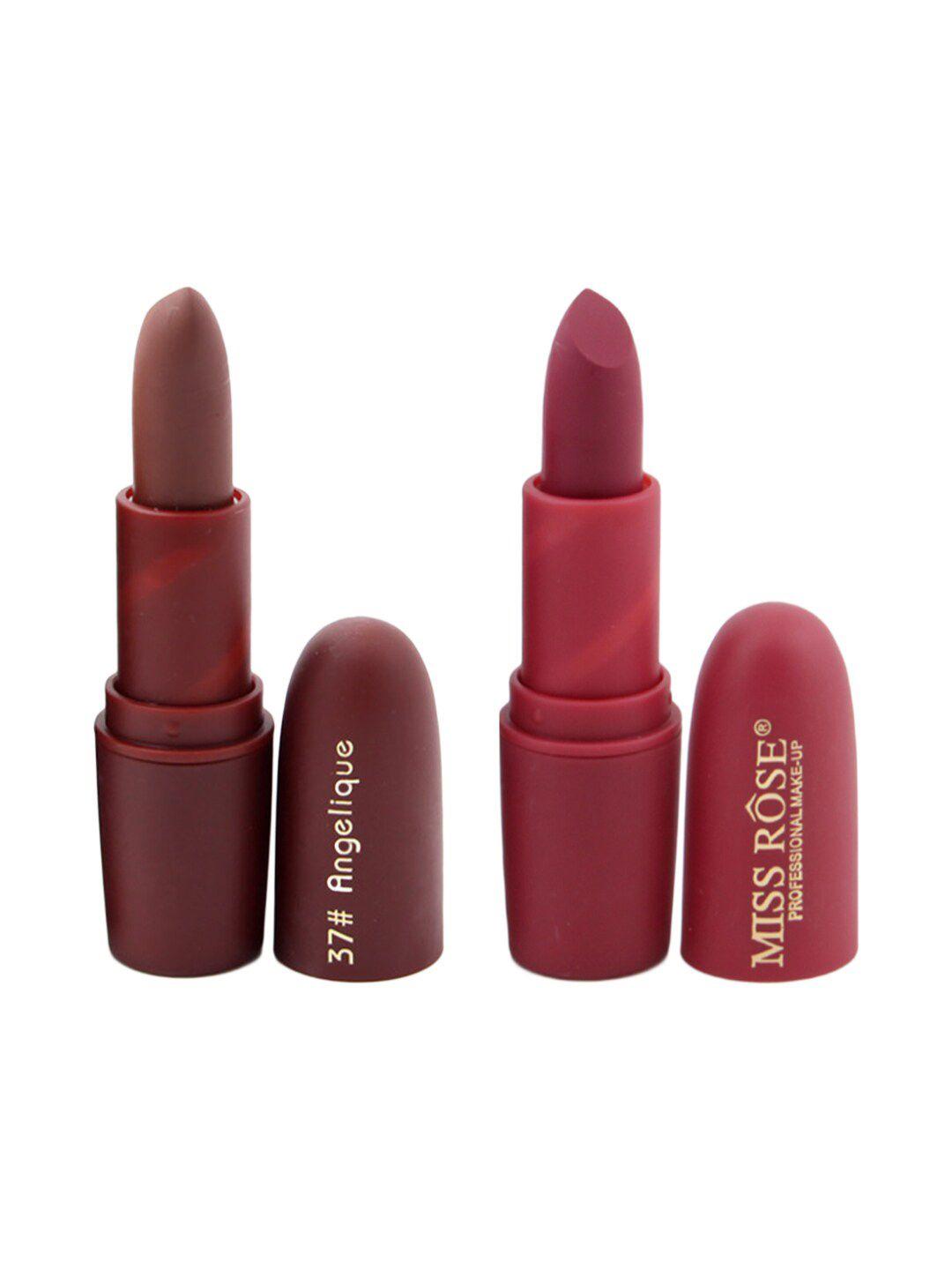 miss rose set of 2 matte creamy lipsticks - angelique 37 & chii 49