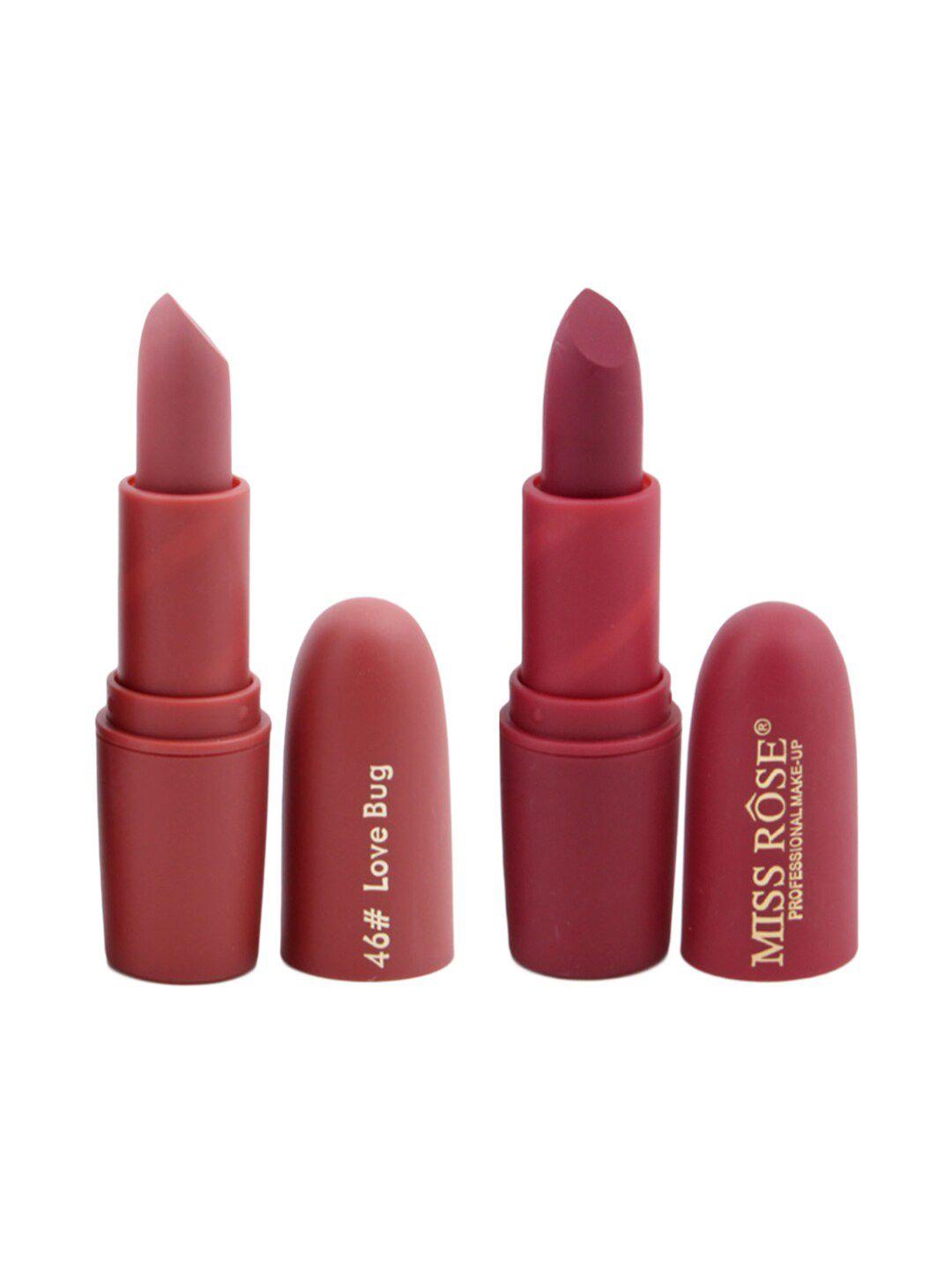 miss rose set of 2 matte creamy lipsticks - love bug 46 & chii 49