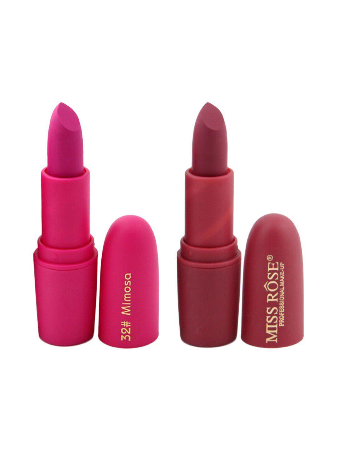 miss rose set of 2 matte creamy lipsticks - mimosa 32 & chii 49