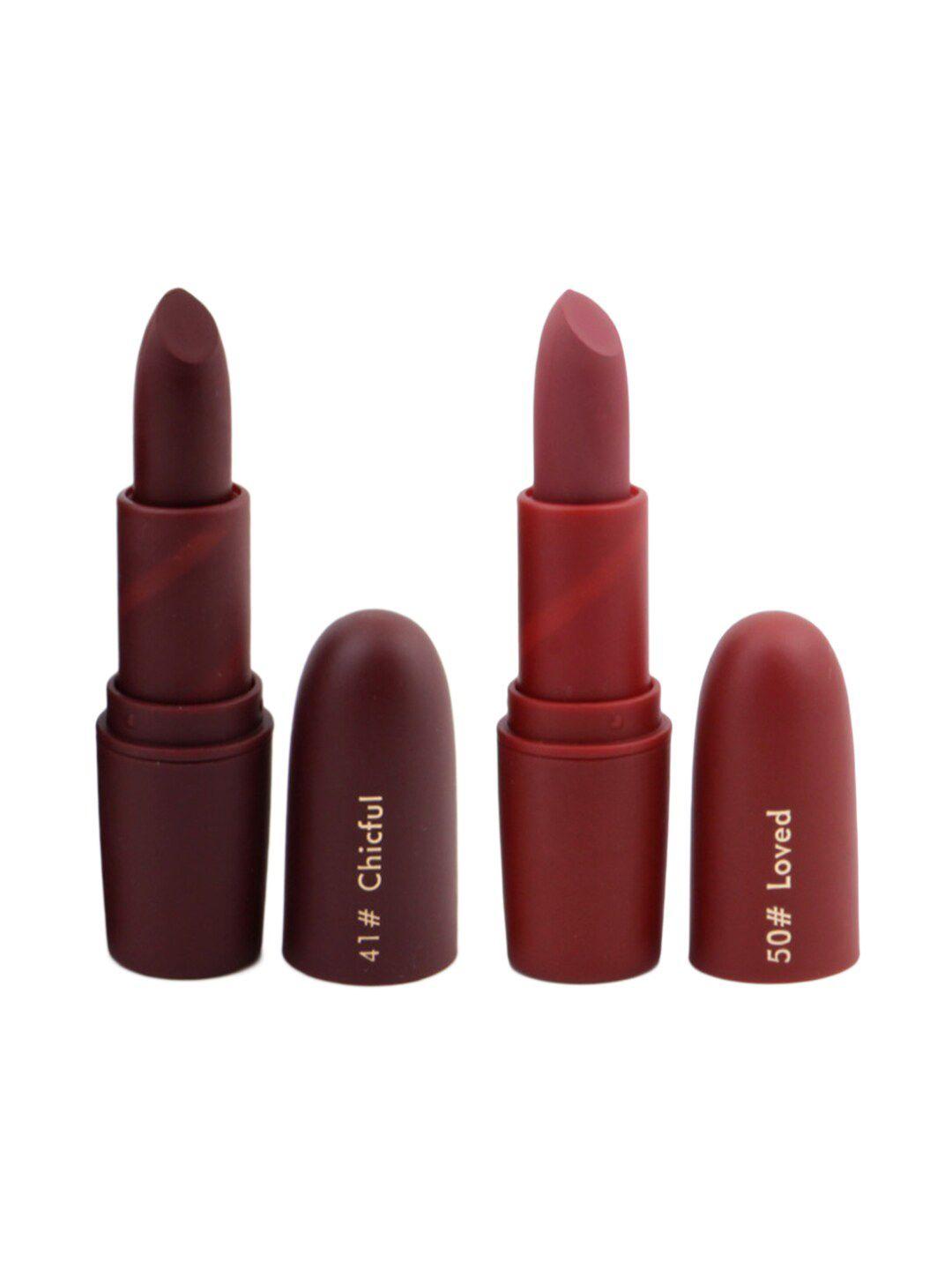 miss rose set of 2 matte creamy lipsticks - chicful 41 & loved 50