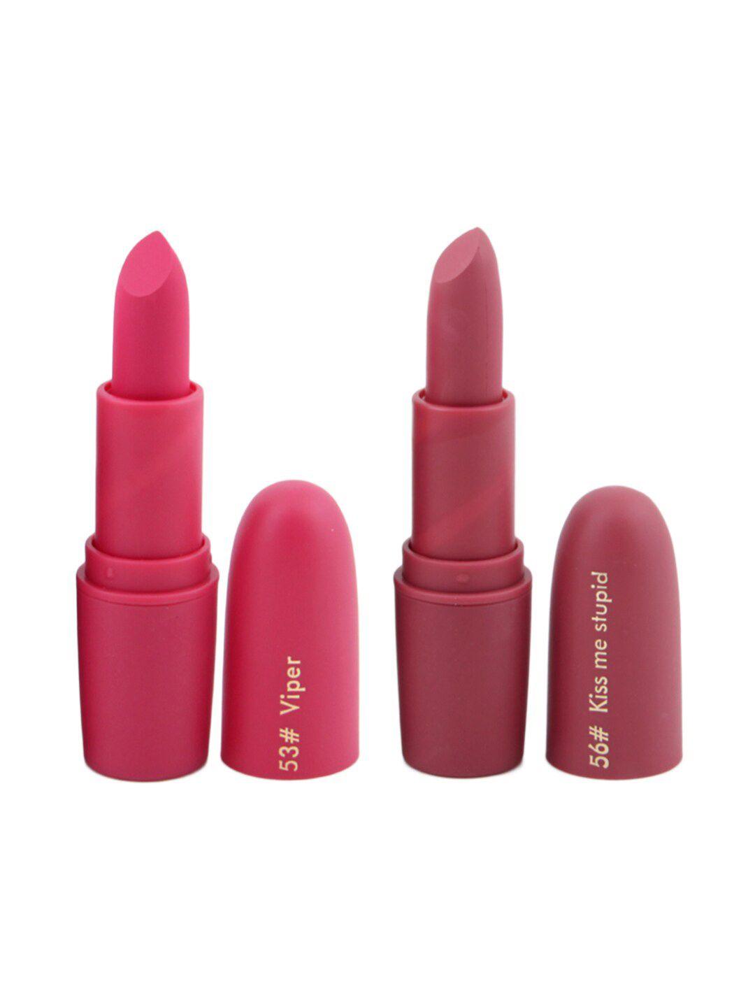 miss rose professional make-up set of 2 matte lipsticks - viper 53 & kiss me stupid 56