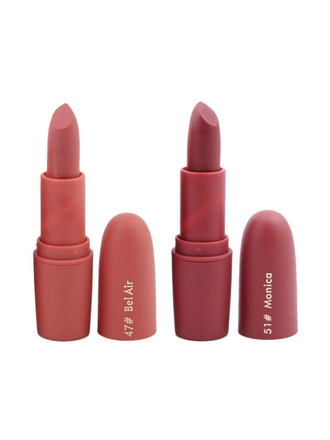 miss rose professional make-up set of 2 matte creamy lipsticks - bel air 47 & monica 51