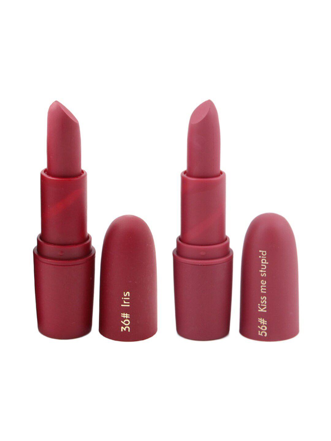 miss rose professional make-up set of 2 matte lipsticks - iris 36 & kiss me stupid 56