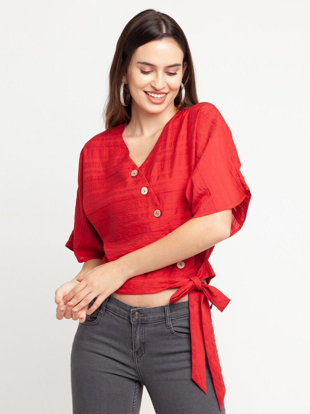 zink london red wrap crop top