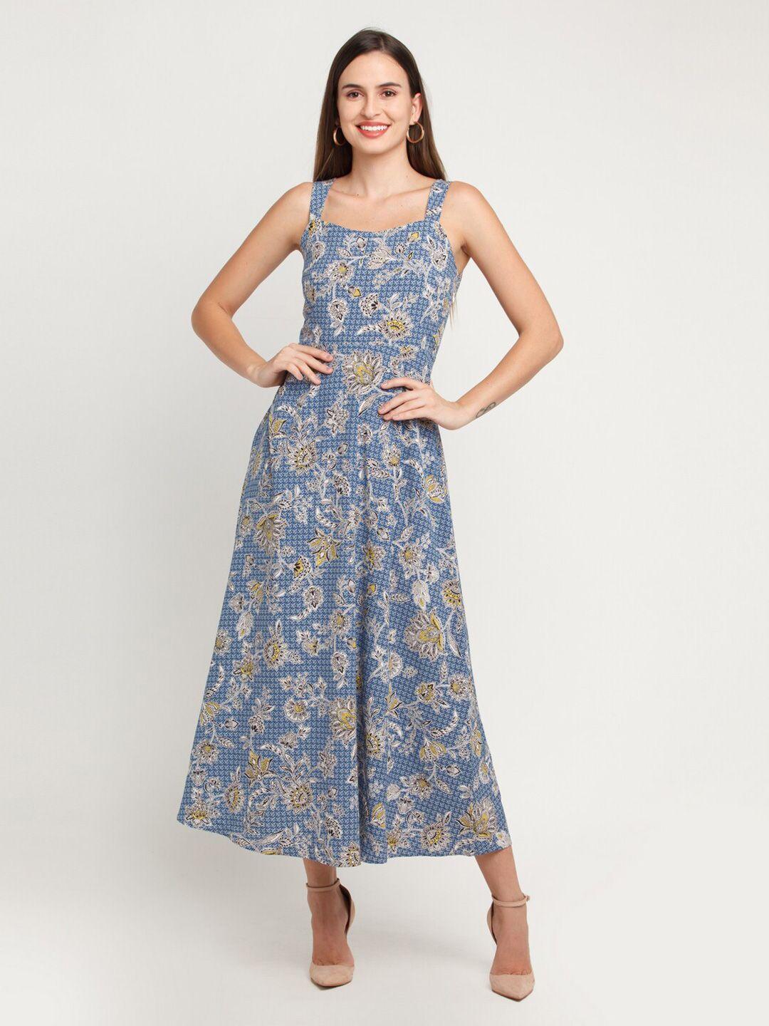 zink london blue & black bohemian maxi dress