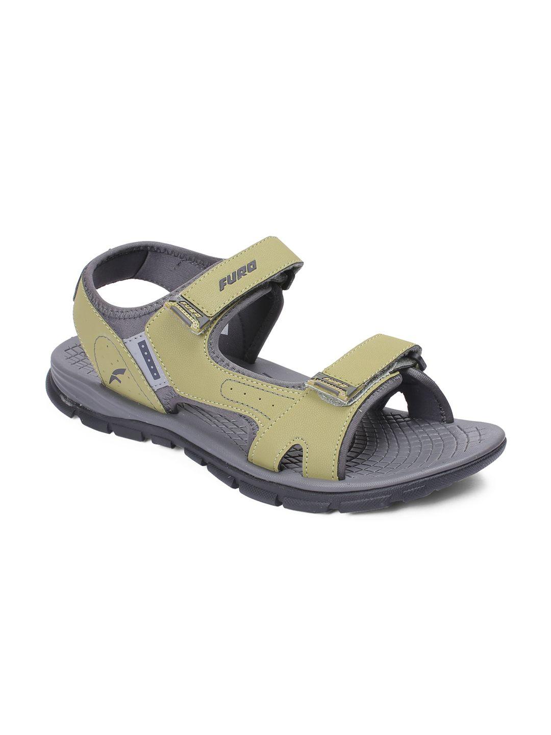 furo by red chief men green & grey solid sports sandals