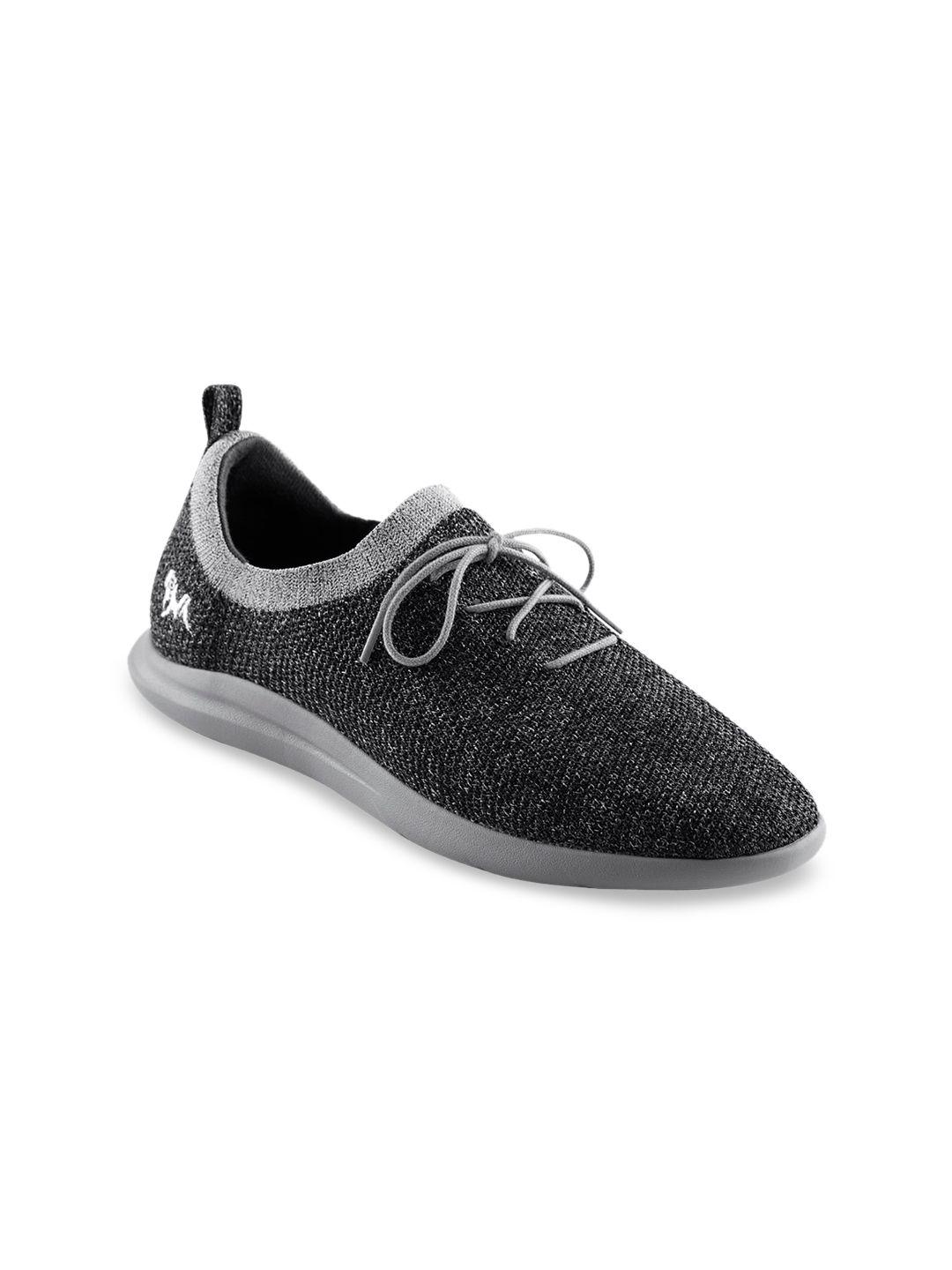 neemans women charcoal woven design regular sneakers