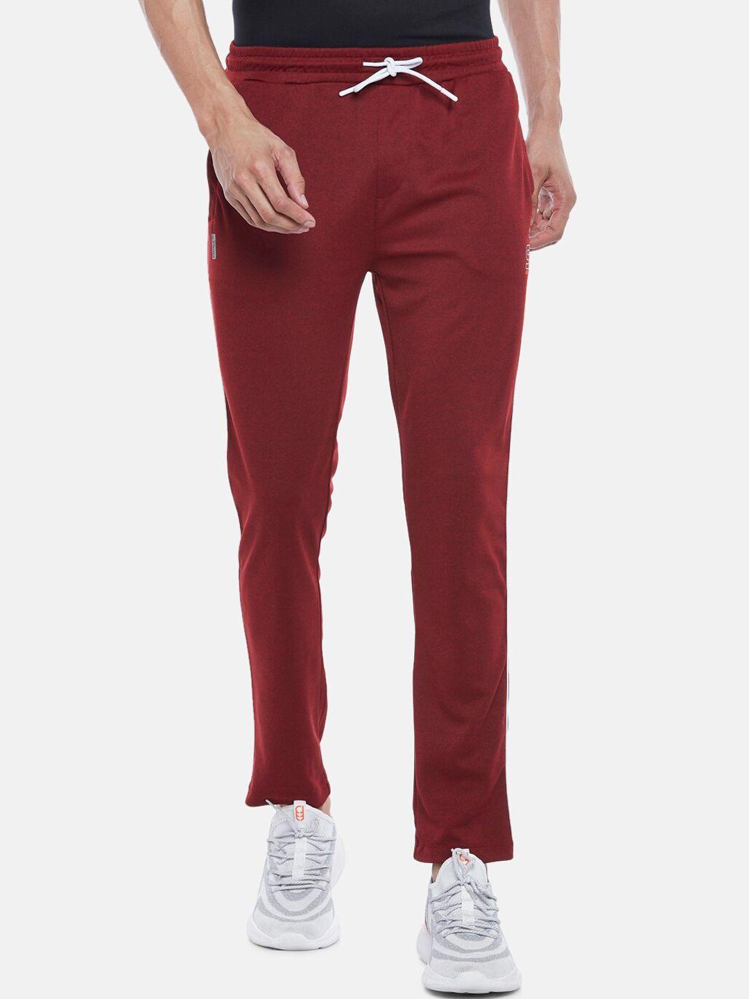 ajile by pantaloons men red solid slim-fit track pants