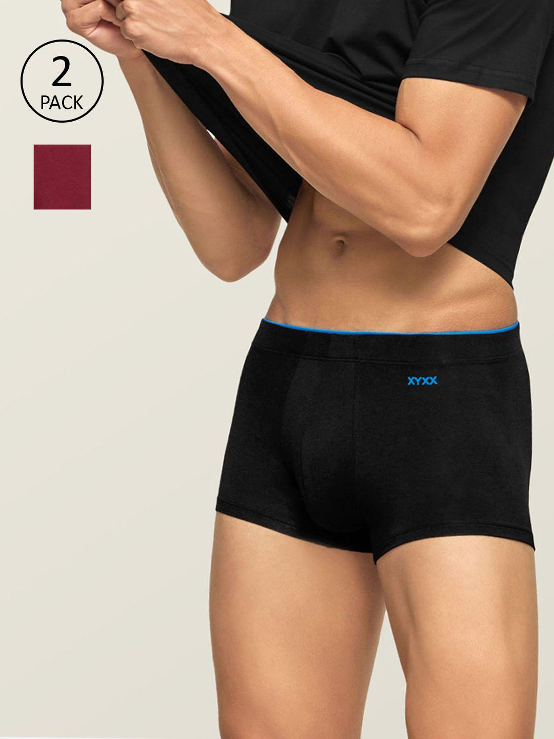 xyxx men pack of 2 solid intellisoft antimicrobial uno trunks xytrnk2pckn383