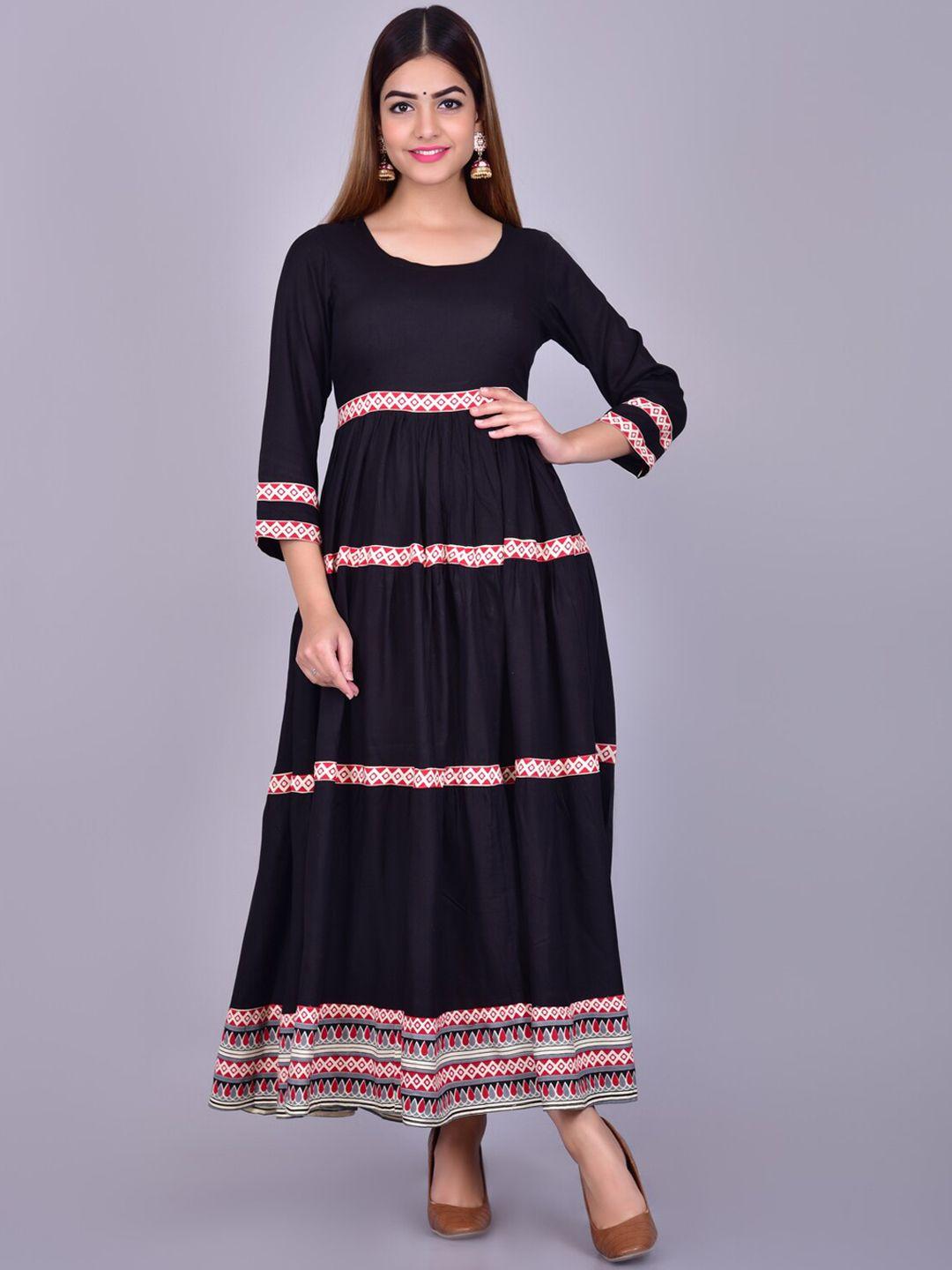 kalini women black tiered anarkali kurta