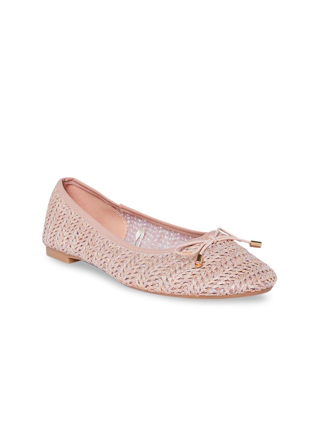 forever glam by pantaloons women pink woven design ballerinas