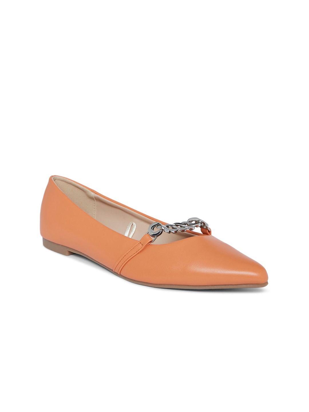 forever glam by pantaloons coral solid ballerina shoes