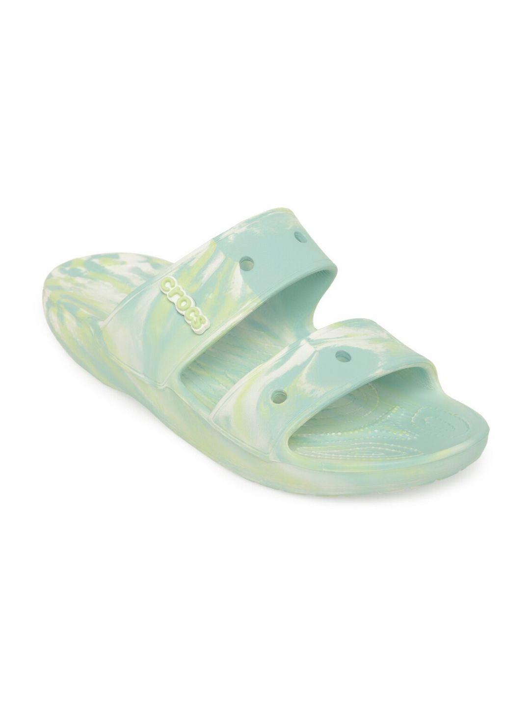 crocs unisex sea green & cream-coloured comfort sandals