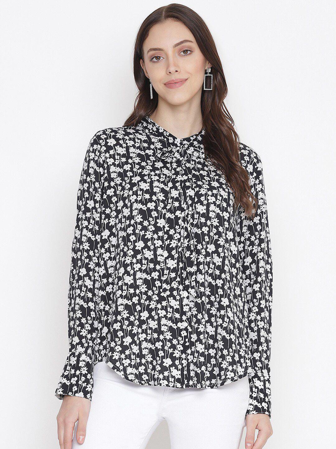 oxolloxo black & white floral print crepe top