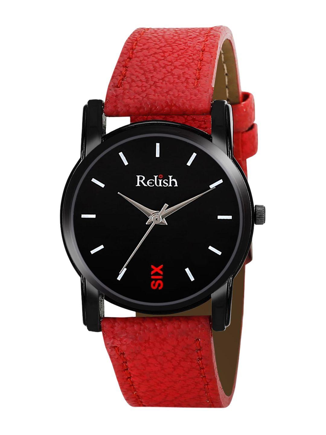 relish women black dial analogue watch re-l1115