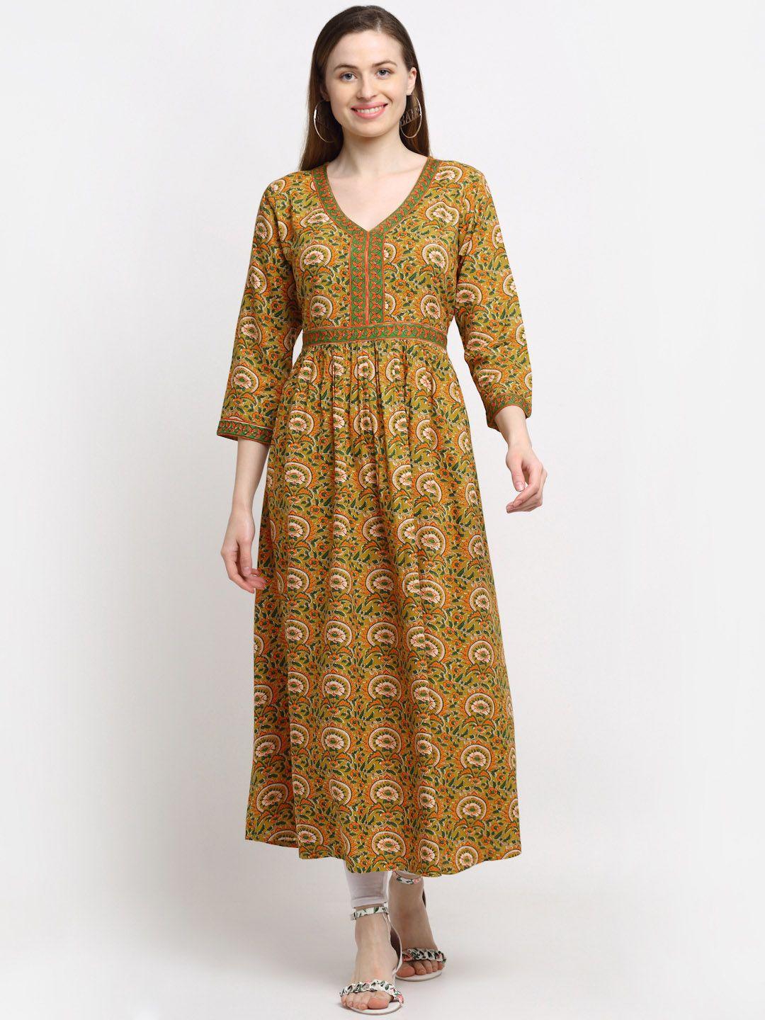 kalini women brown floral printed kurta