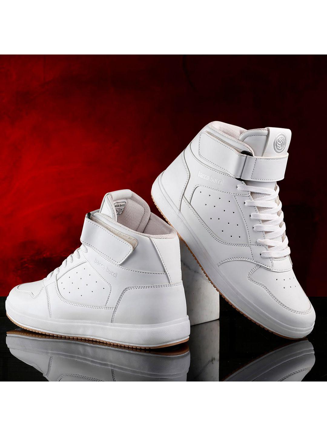 bacca bucci men white perforations synthetic leather sneakers