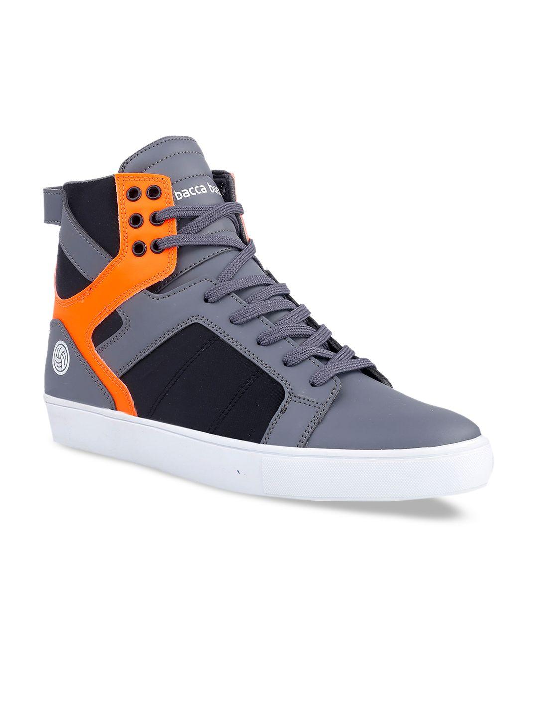 bacca bucci men grey colourblocked high-top sneakers