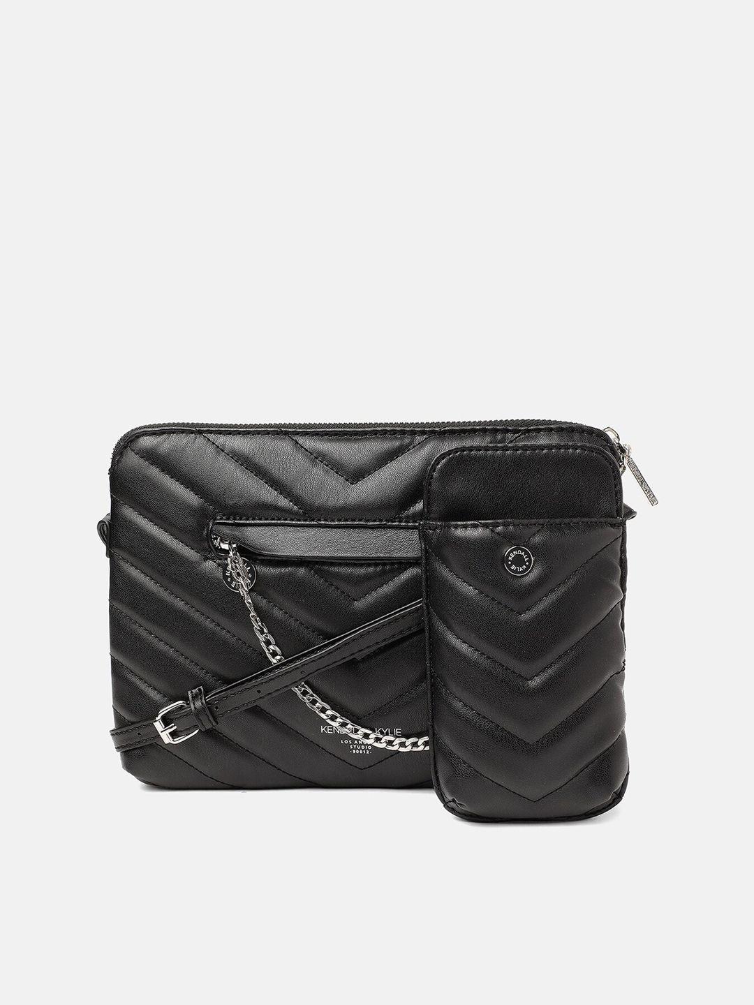 kendall & kylie black structured sling bag with pouch