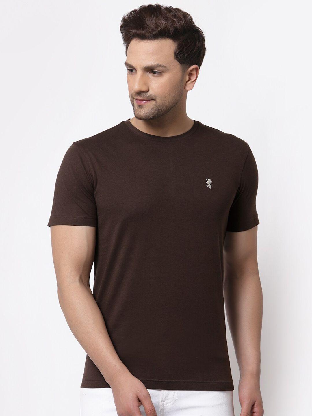 red tape men brown pure cotton t-shirt