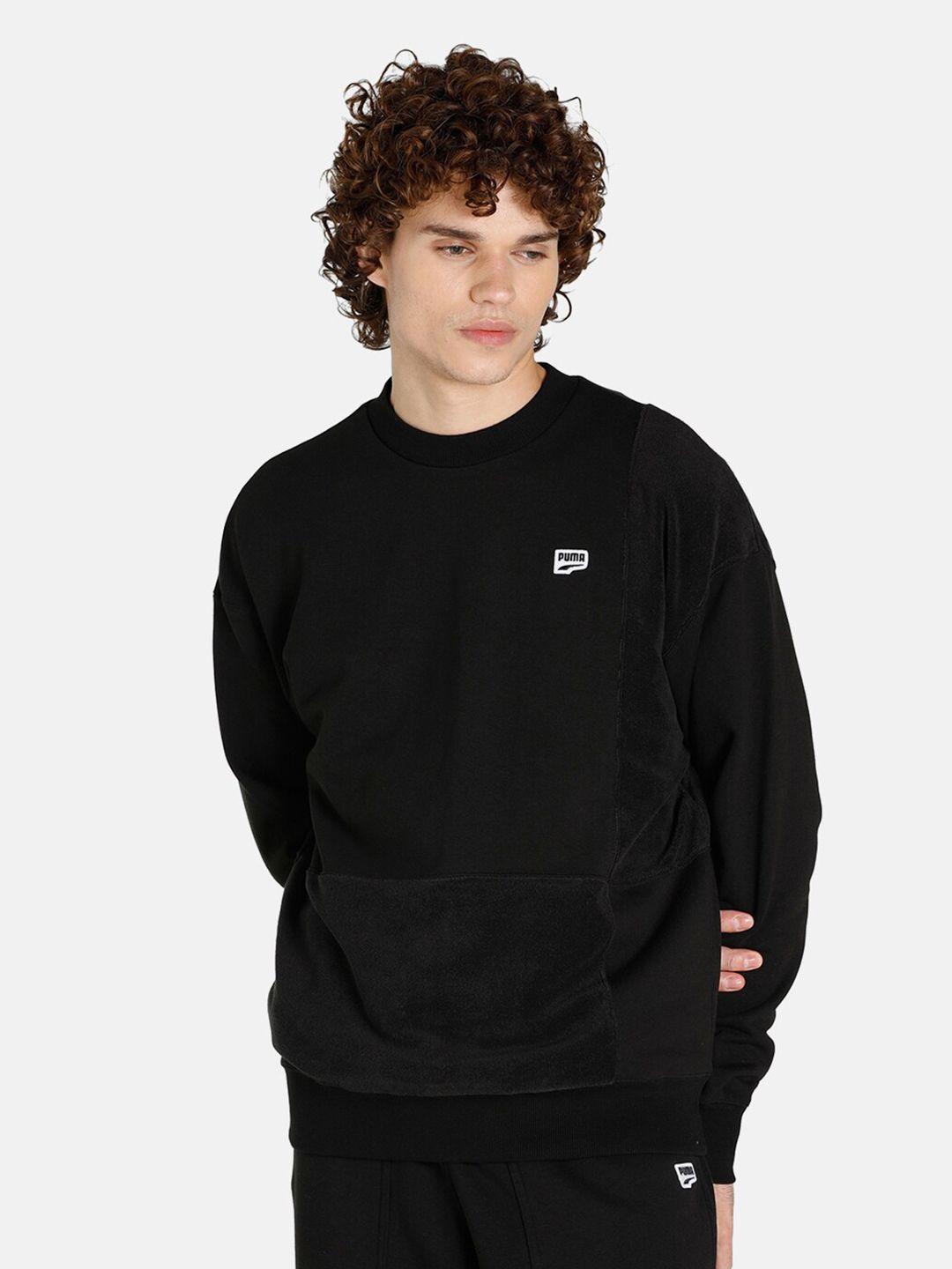 puma men black downtown cotton sweatshirt