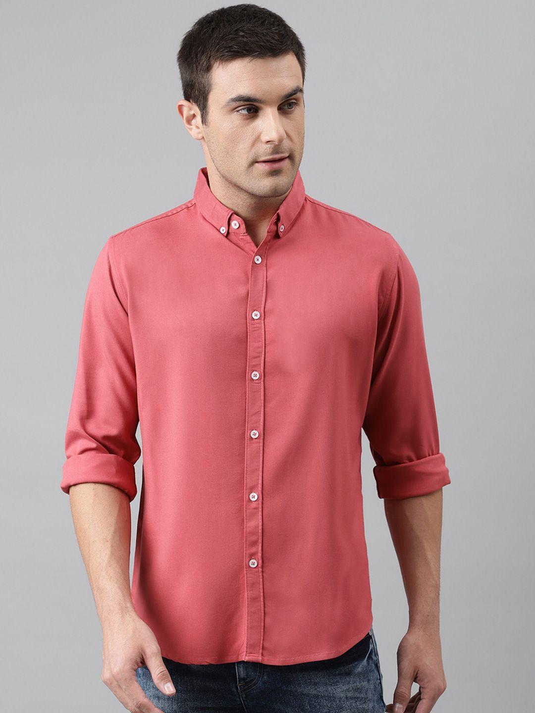 dennis lingo men pink comfort slim fit casual shirt