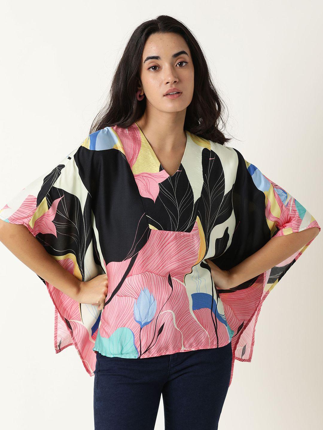 rareism multicoloured printed kimono sleeves top