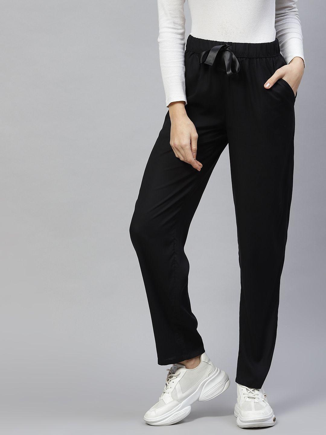 marks & spencer women black solid track pants