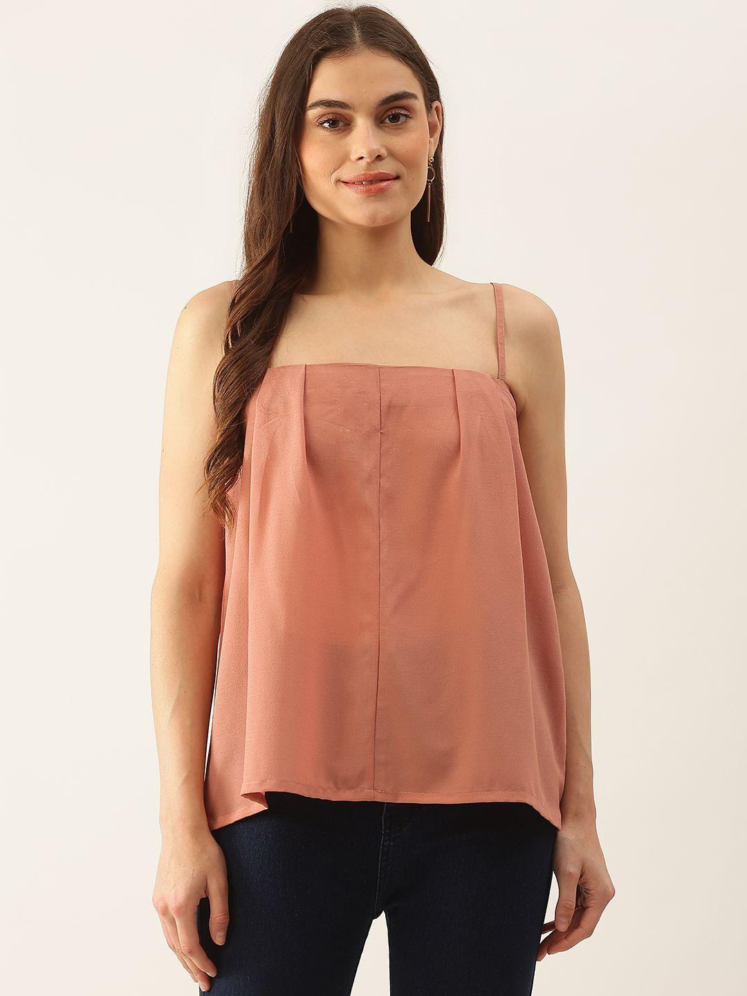 besiva rust georgette high-low noodle straps longline top