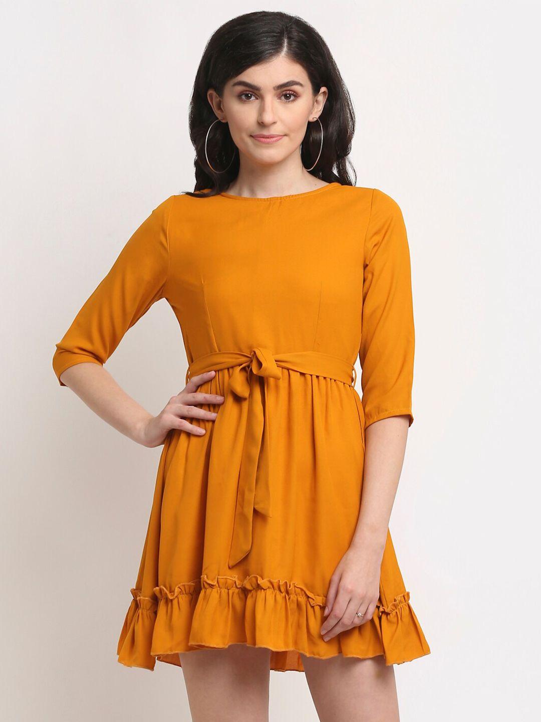 la zoire mustard yellow georgette dress