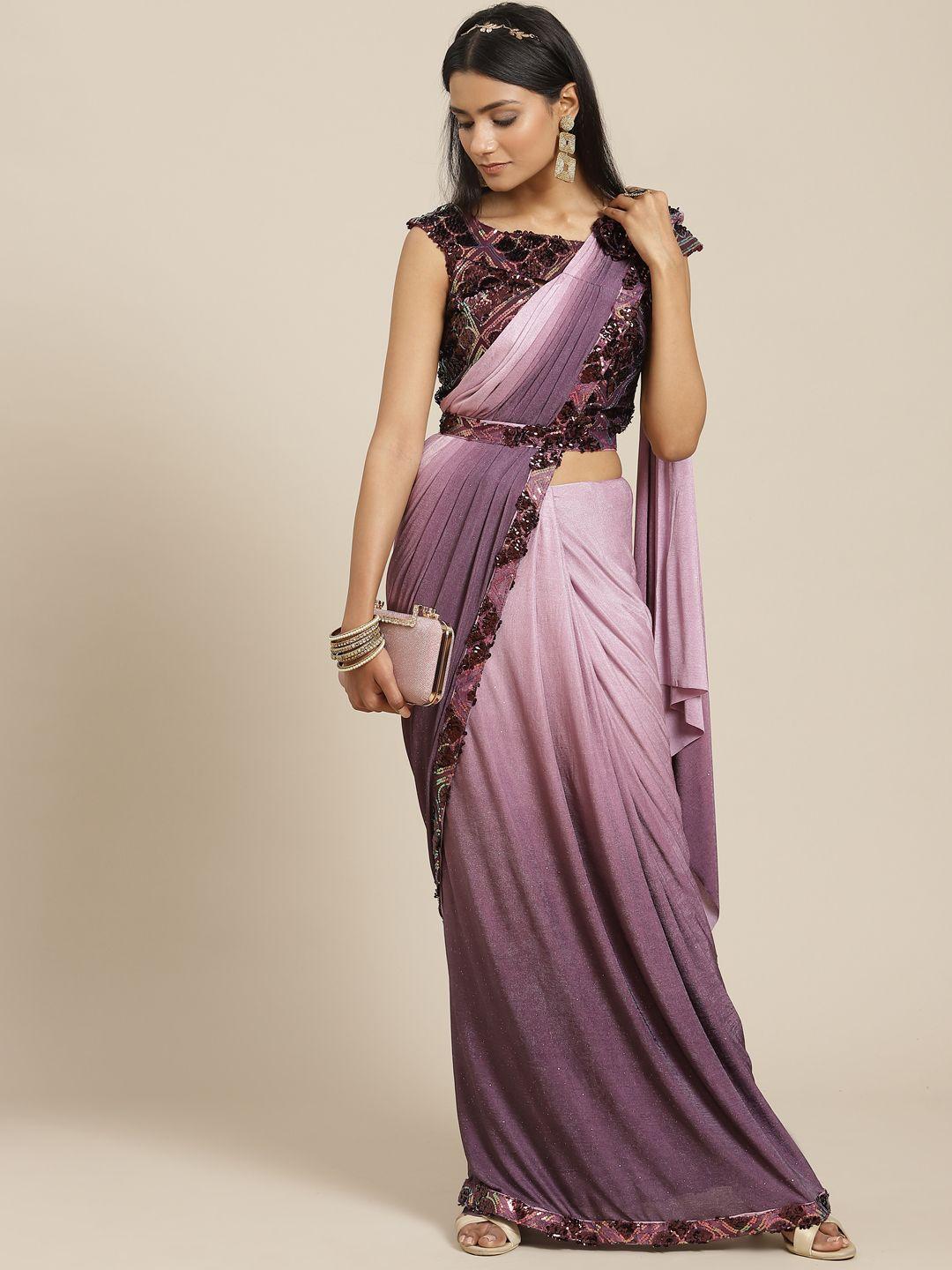 grancy women mauve ombre effect ready to wear saree