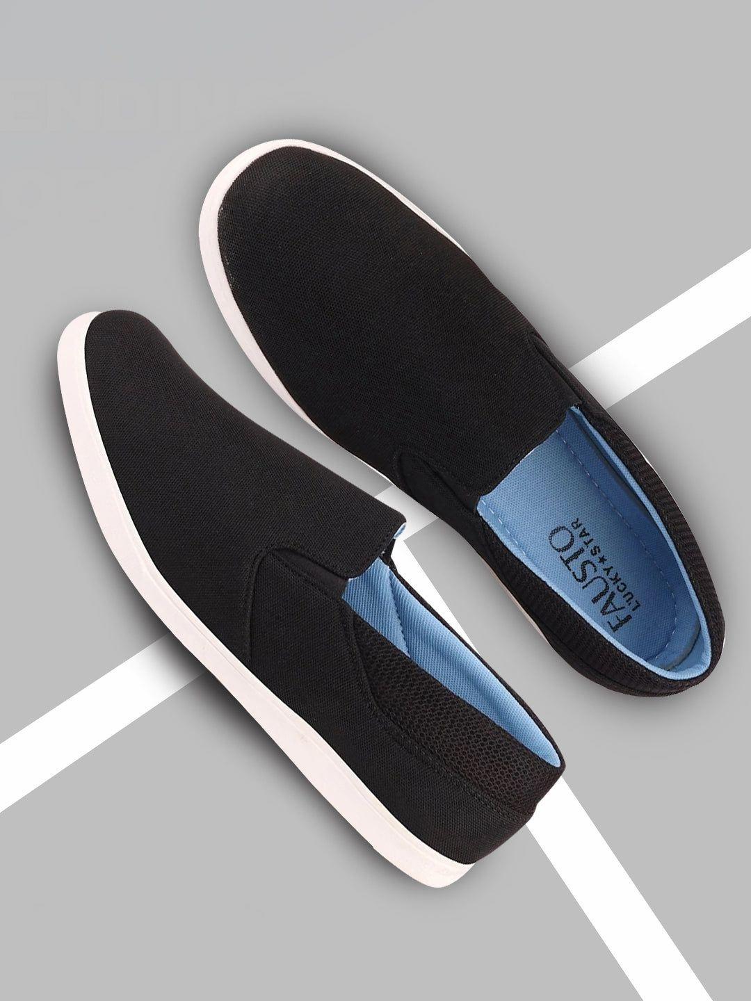 fausto men black slip-on sneakers