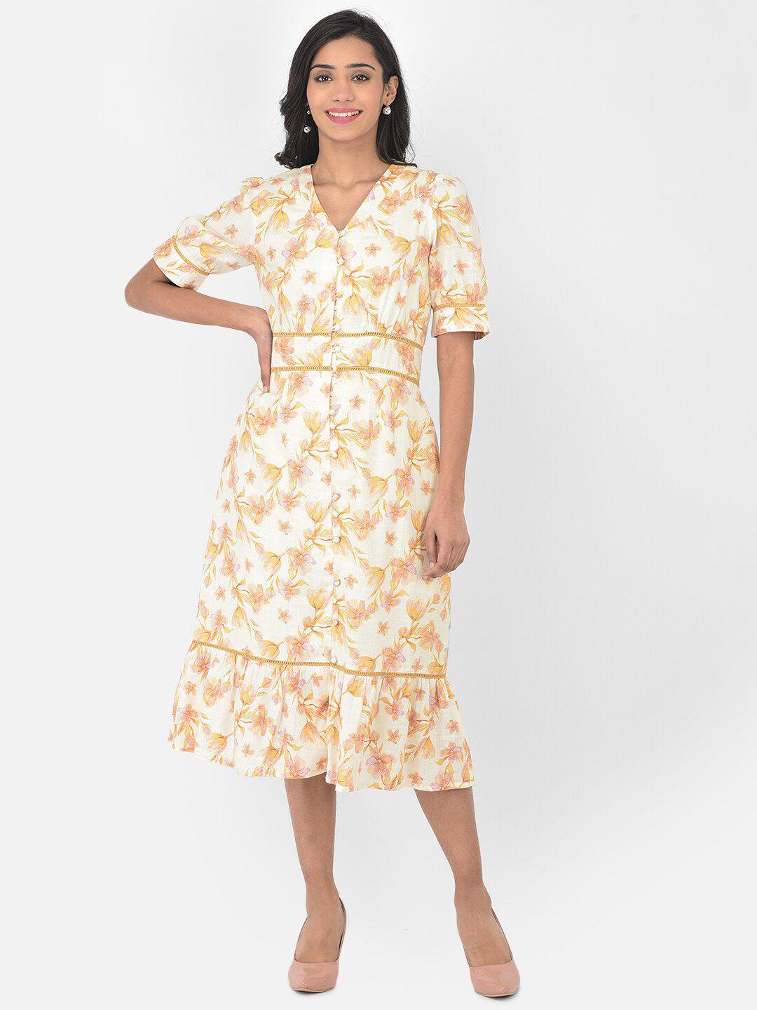 latin quarters beige floral a-line midi dress