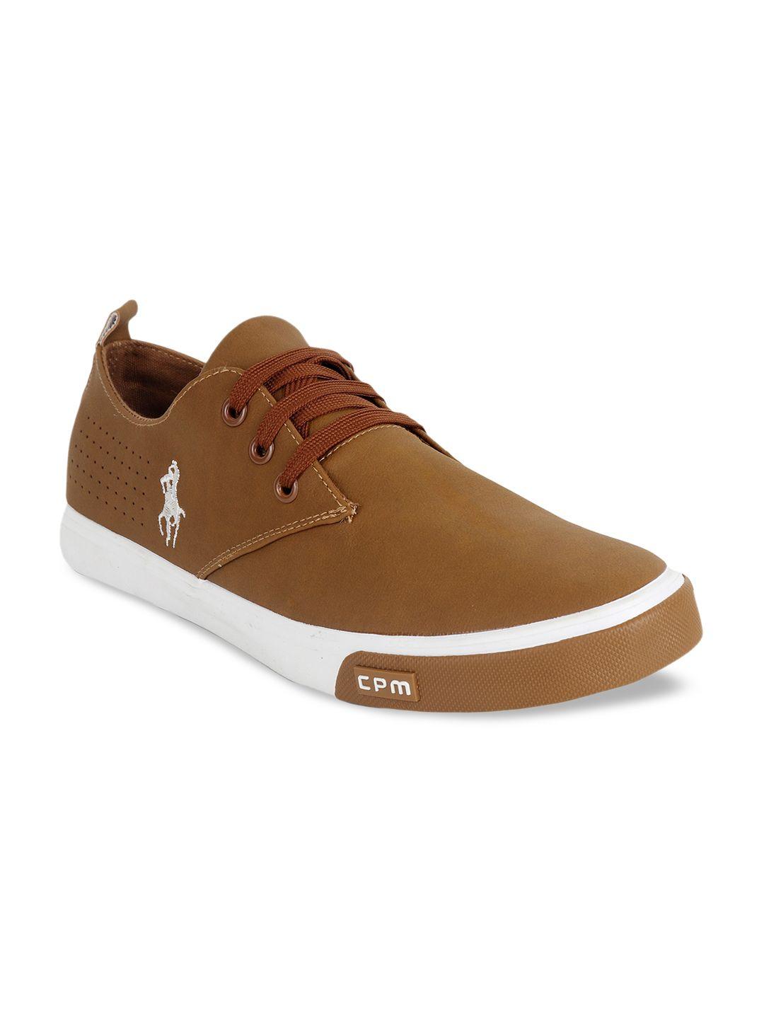 cipramo sports men brown pu sneakers