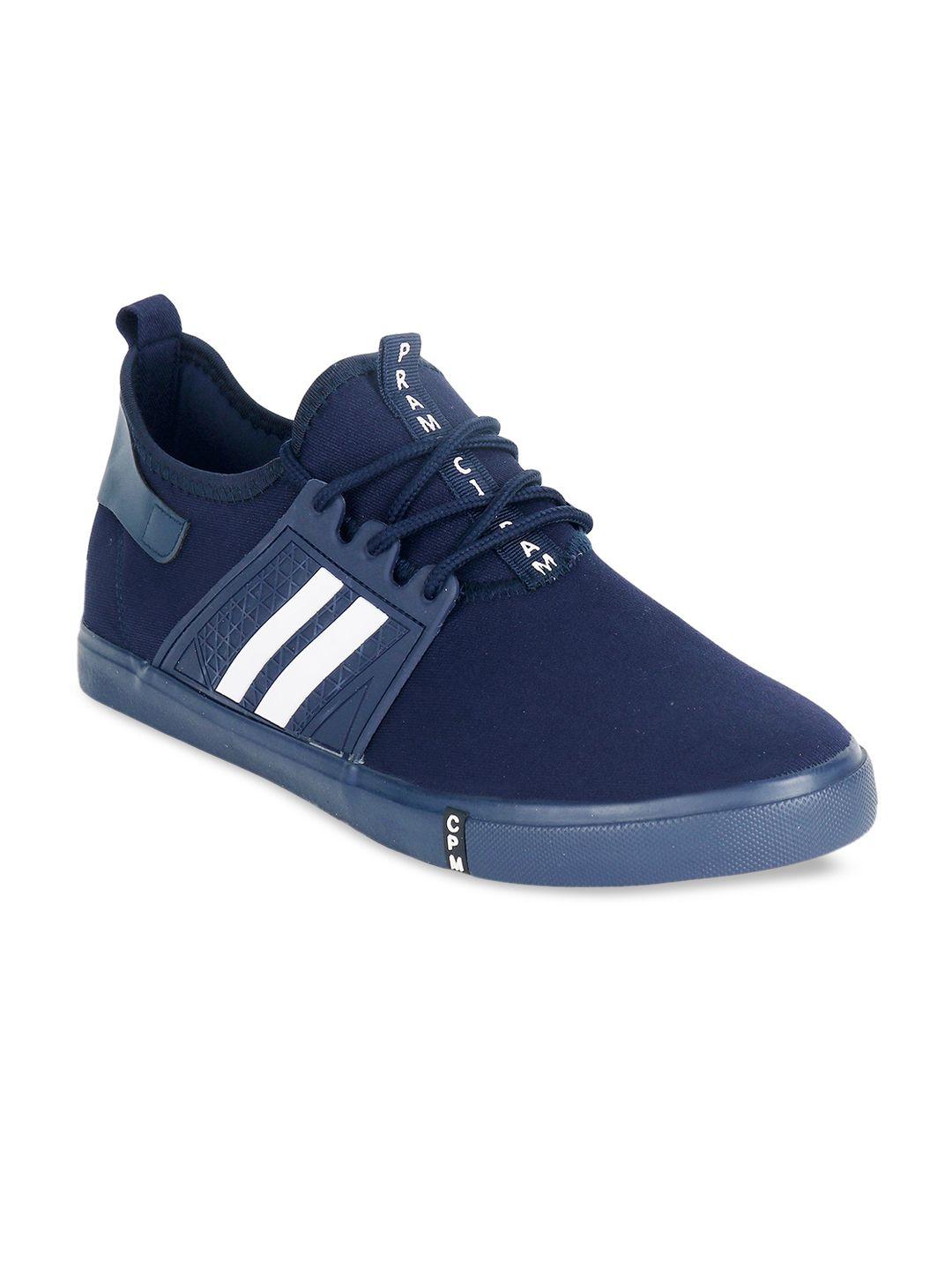 cipramo sports men navy blue striped sneakers