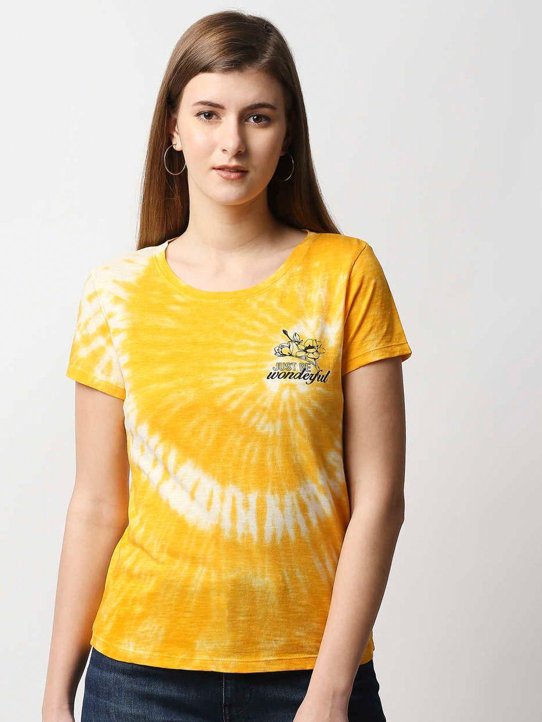 pepe jeans women yellow tie & dye t-shirt