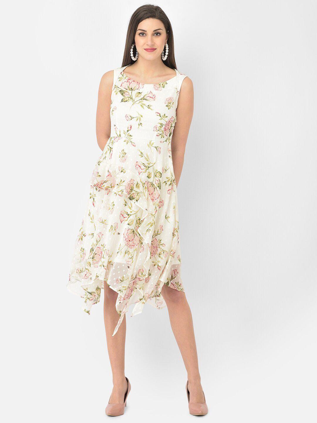 latin quarters white floral asymmetric midi dress