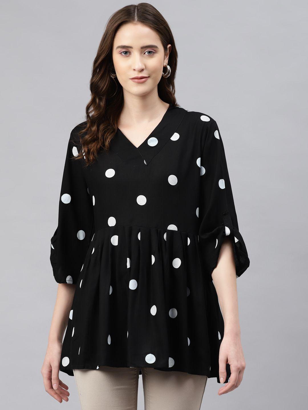 aayusika black & white print roll-up sleeves top