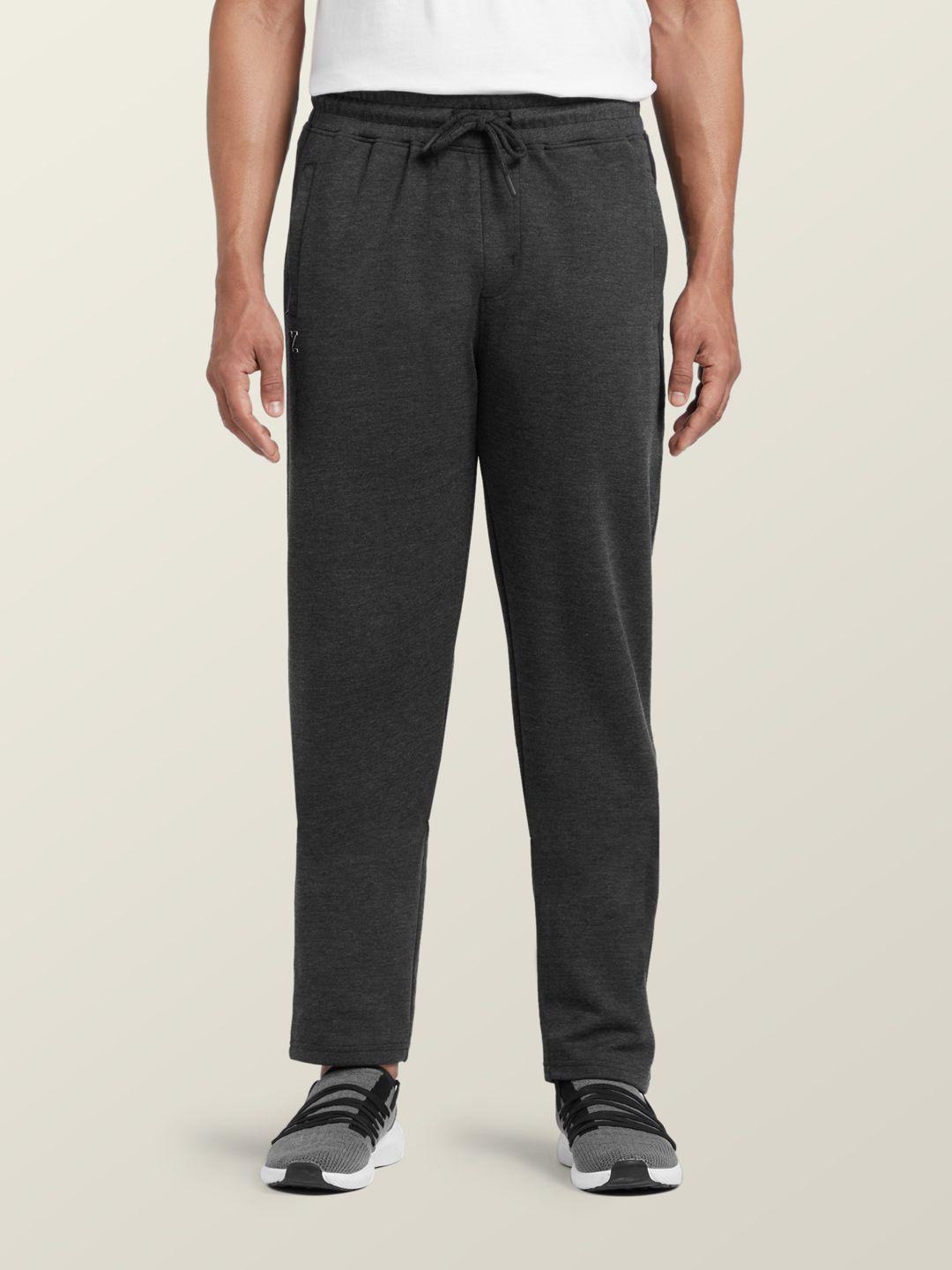 xyxx men grey solid track pants with zipper pocket