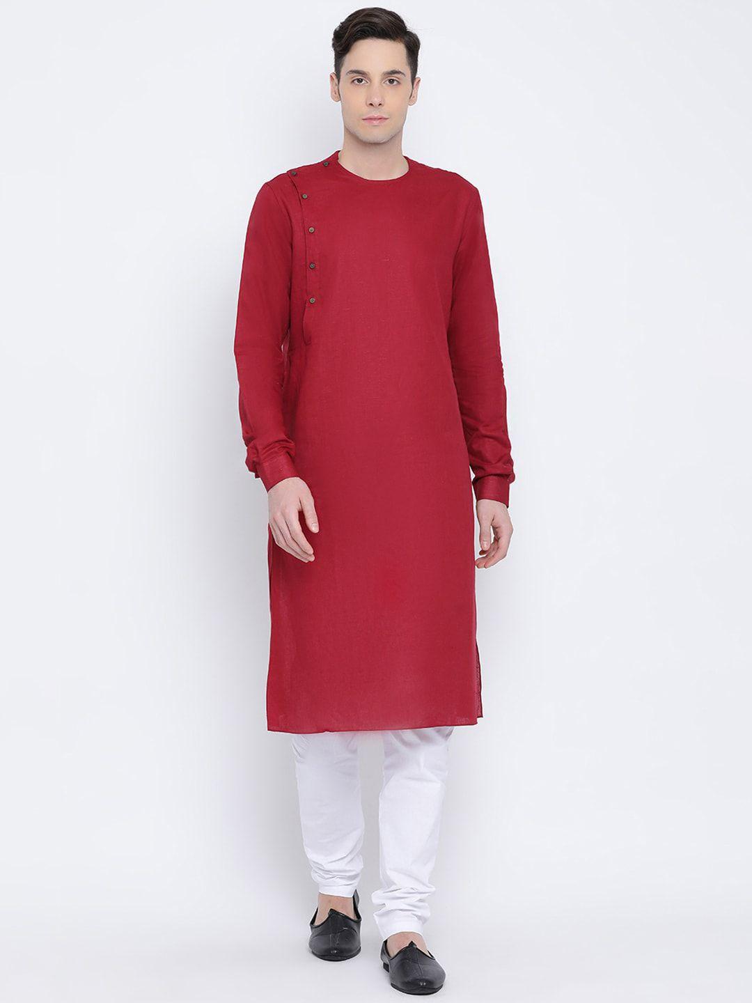 namaskar men maroon pure cotton kurta