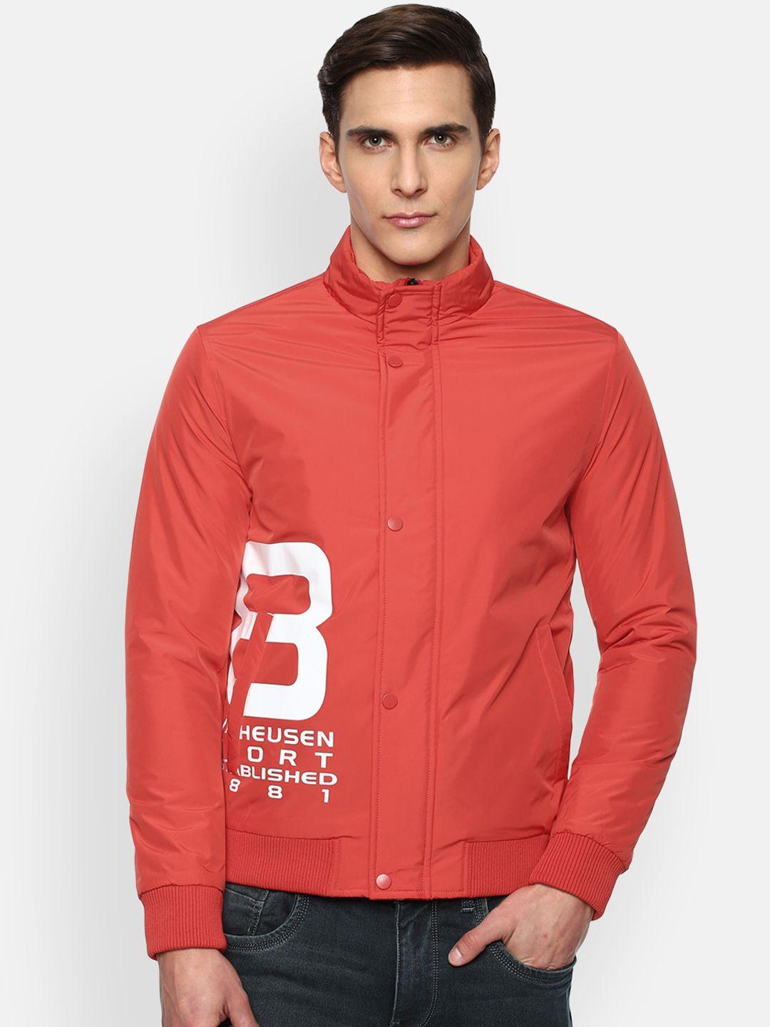 van heusen sport men red sporty jacket with patchwork