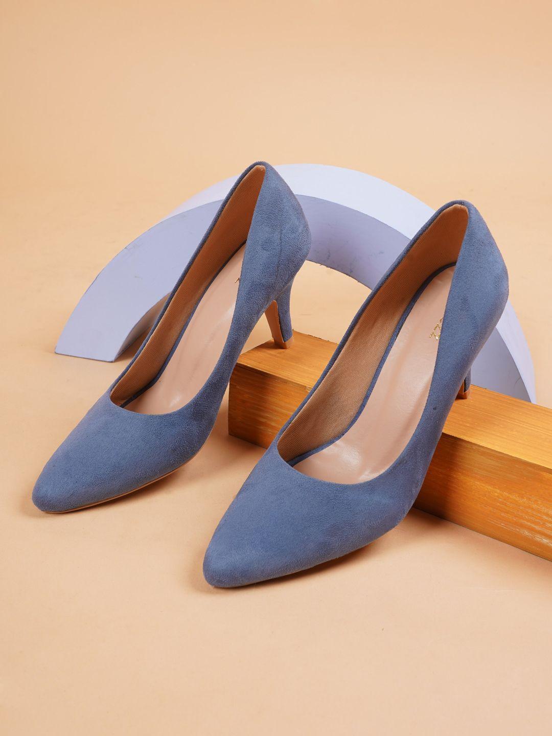 rubeezz blue solid slim heel pumps