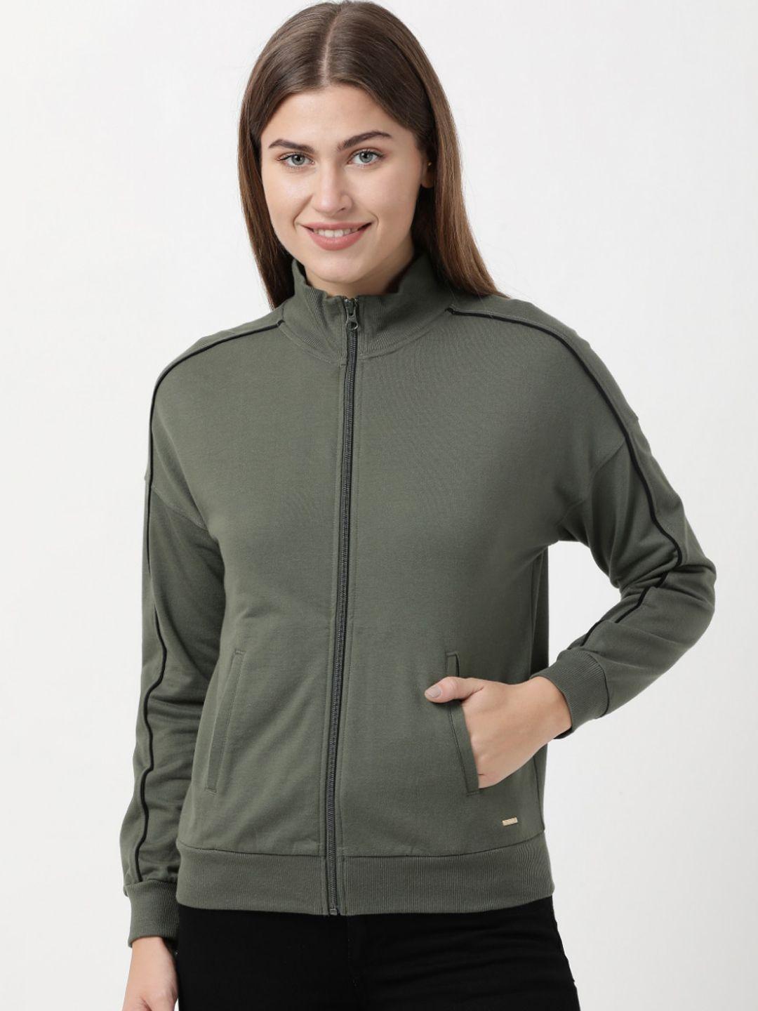 jockey women green colourblocked bomber jacket