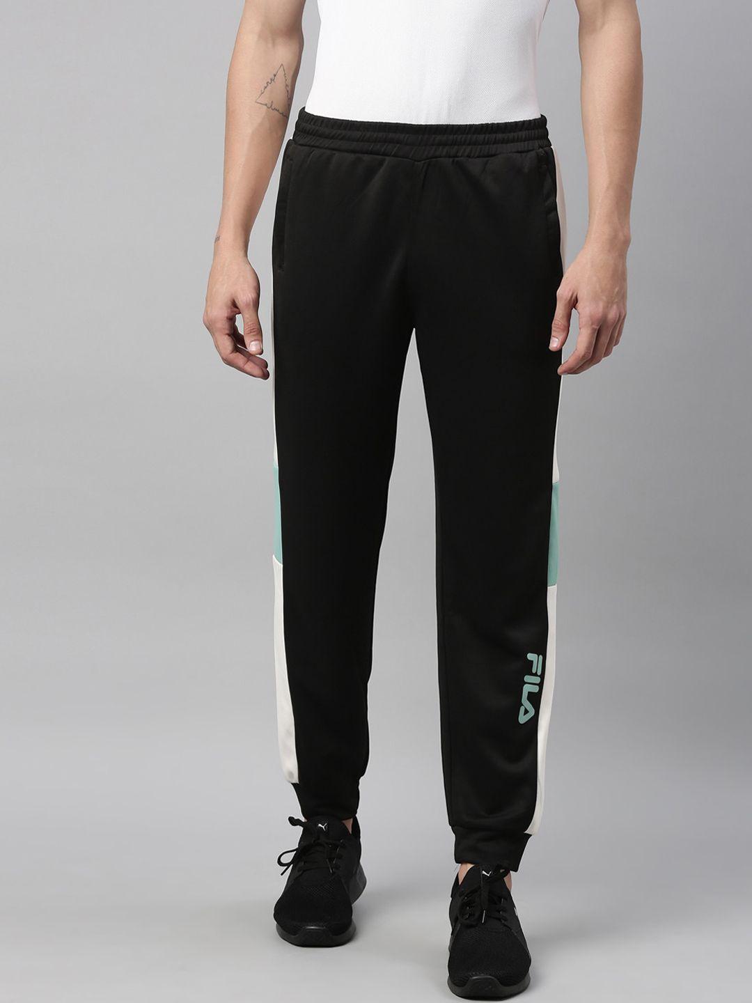 fila men black solid track pants