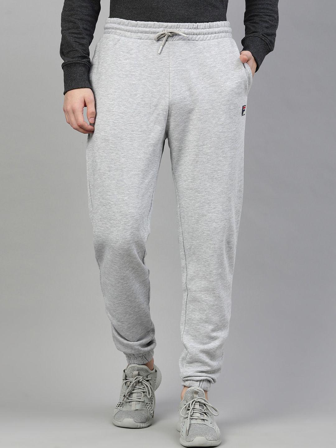 fila men grey solid cotton track pants