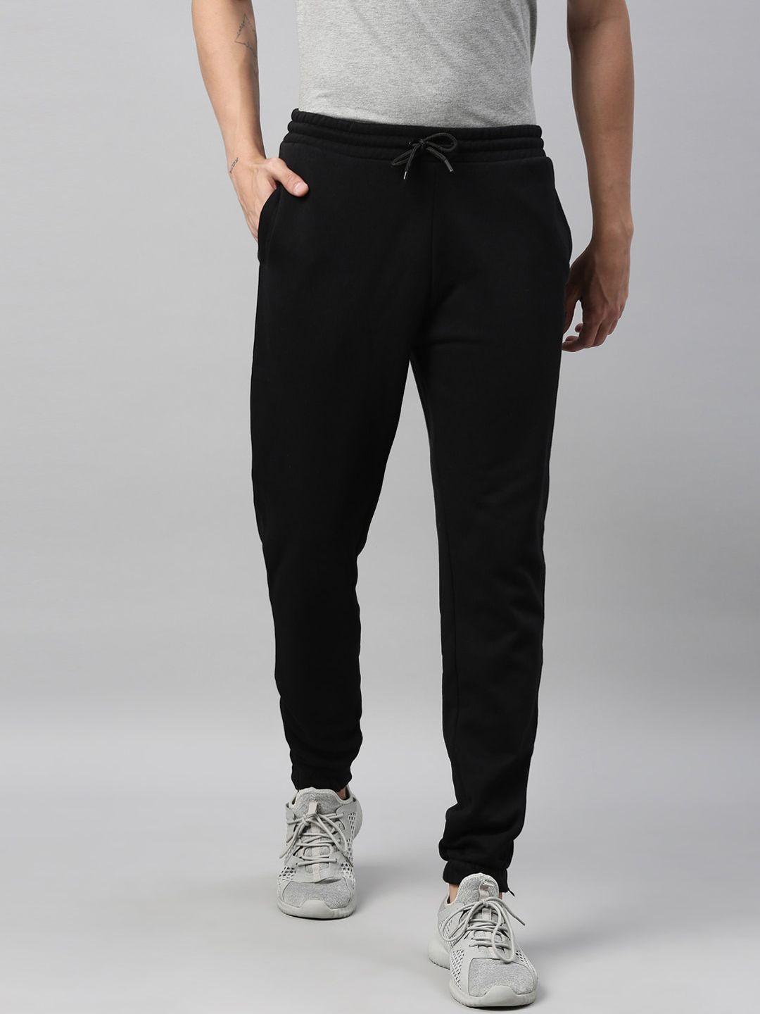 fila men black solid cotton joggers