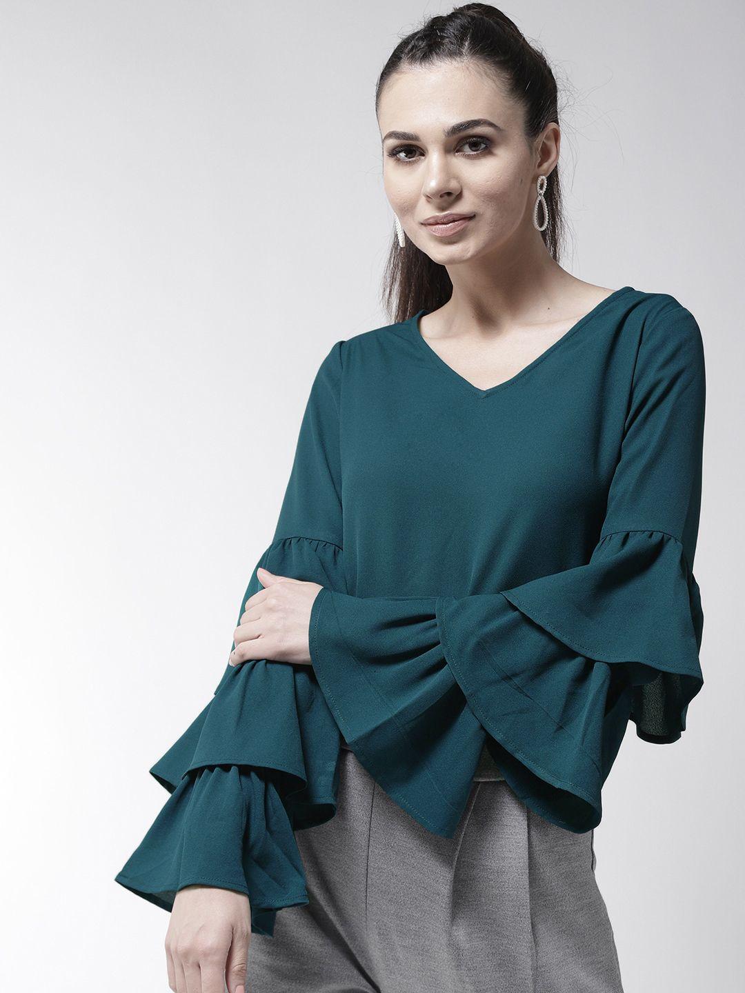 la zoire teal layered georgette top